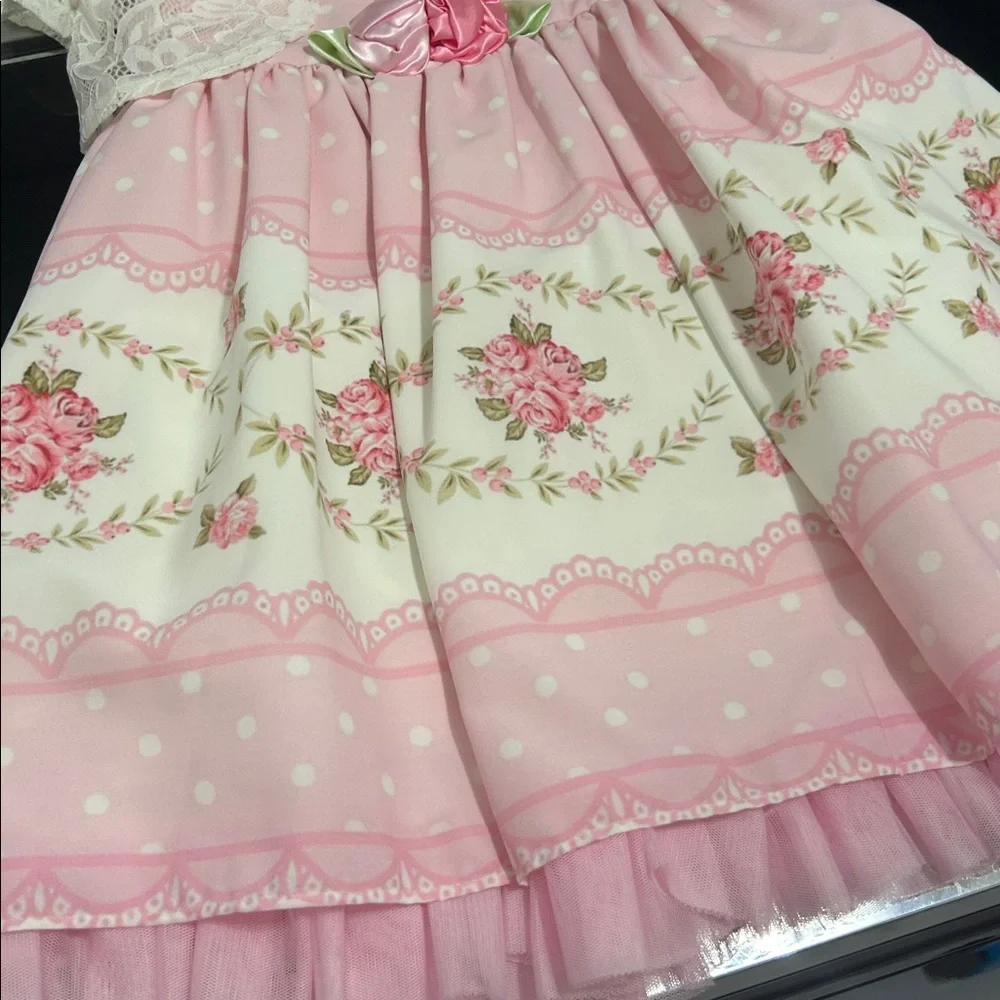 Girls 3T like new lace jacket formal fancy tulle lined rose dress